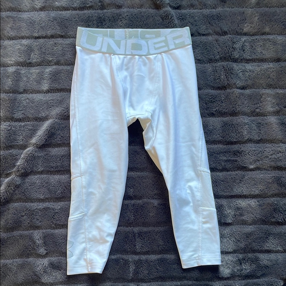 Under Armour White Performance Leggings- youth XS
